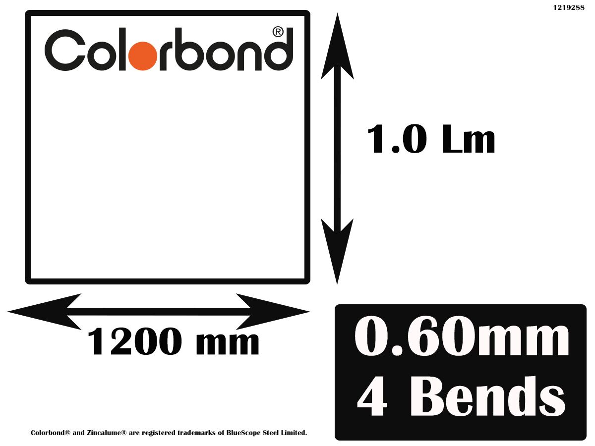 Flashing Colorbond 4 Bend .60mm 1200mm