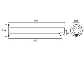 Technical Drawing - Scala Straight Wall Basin Outlet 250mm
