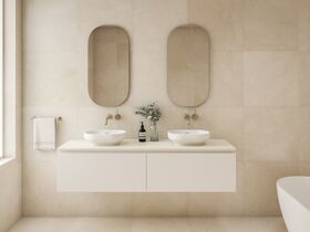 Omvivo Venice Compact 450 Counter Basin Oval with Overflow Solid Surface White