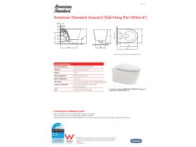 Technical Guide - American Standard Acacia E Wall Hung Pan with Soft Close Quick Release Seat White (4 Star)