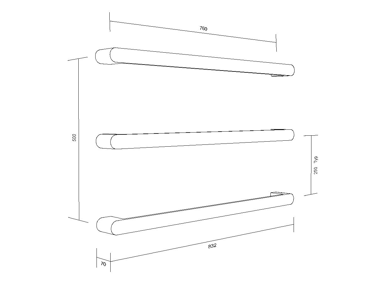 Milli Rush Non Heated Towel Rail 832mm (Each) Stainless Steel from Reece