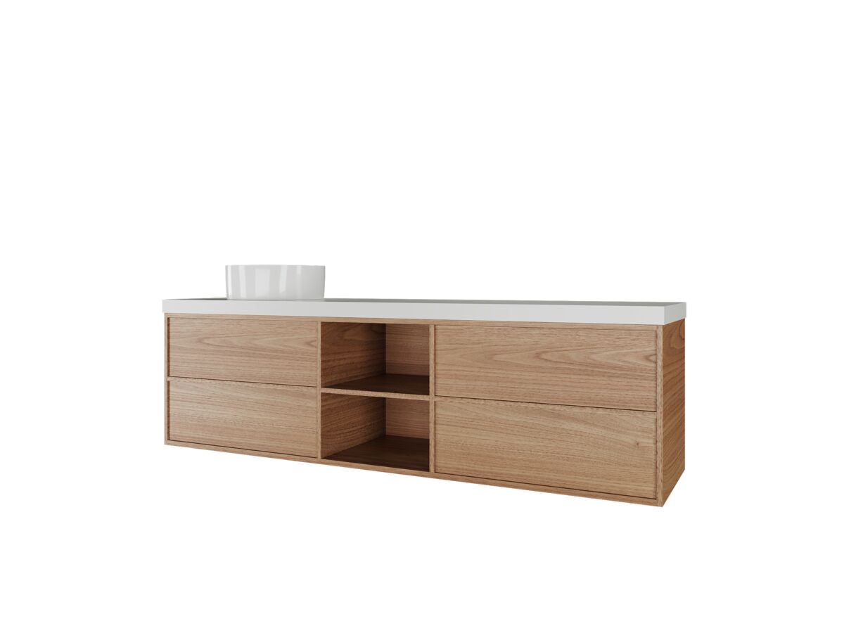 Kado Aspect 1800mm Wall Hung Vanity Unit with Shelf Single Bowl Caesarstone Top