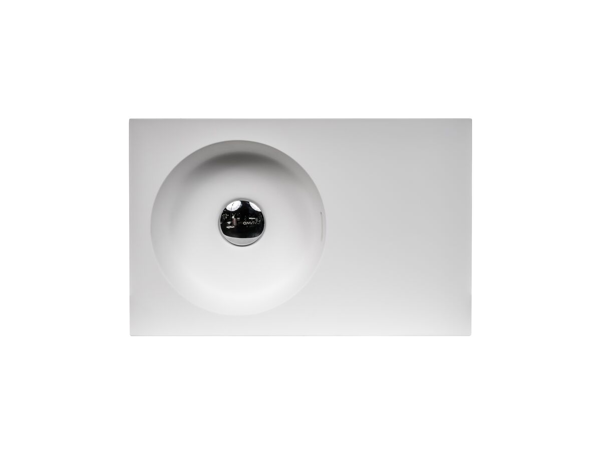 Omvivo Neo Mini Solid Surface Wall Basin Left Hand Bowl No Taphole 470mm White