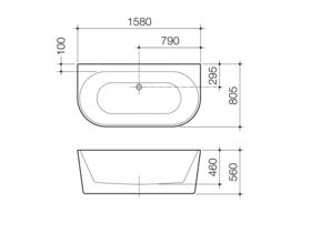 Aura Back To Wall Freestanding Bath 1600 White