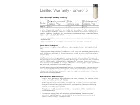 Warranty - Rinnai Hydraheat Heat Pump 265l