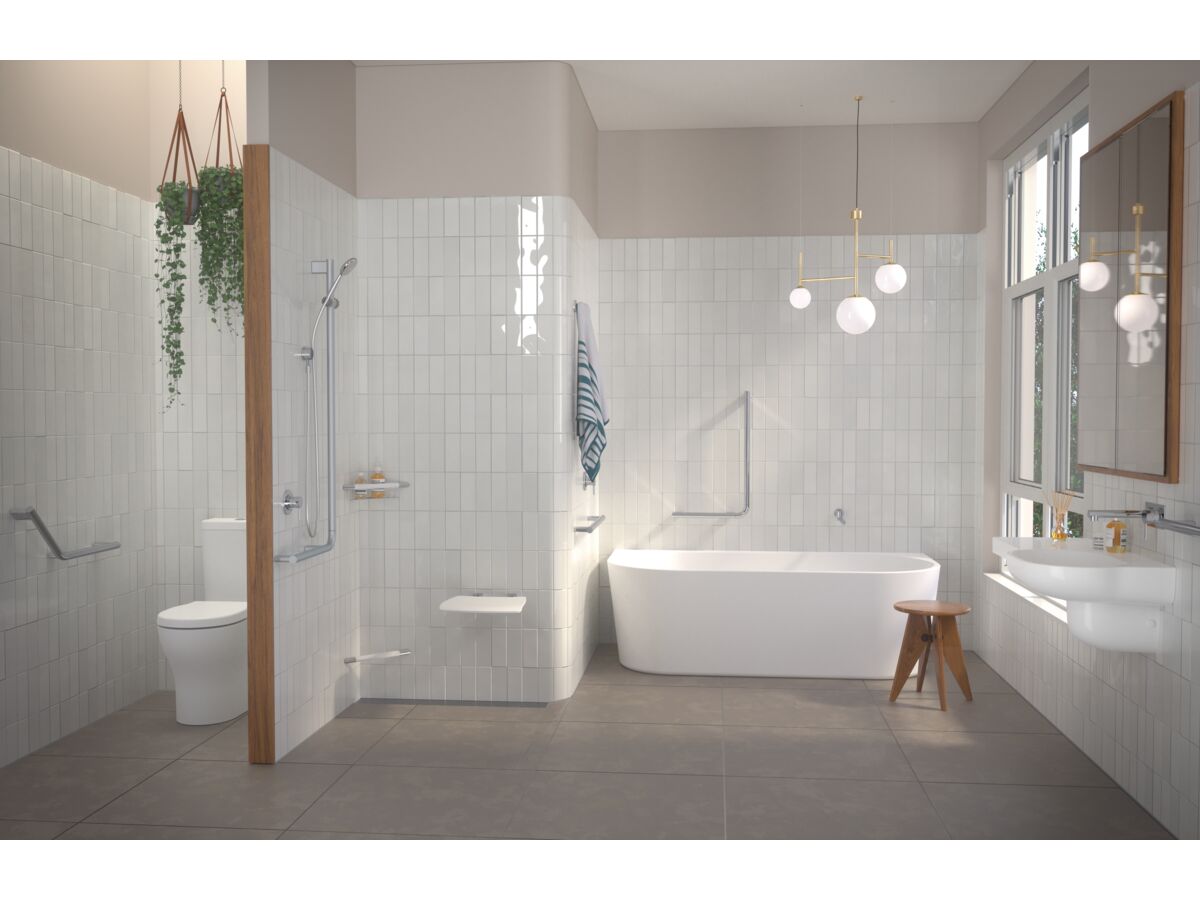 Caroma Opal Shower Seat Folding White / Bright Chrome finish from Reece