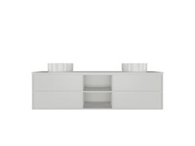 Kado Aspect 1800mm Wall Hung Vanity Unit With Shelf Double Bowl Thin Caesarstone Top