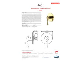 Specification Sheet - Milli Voir Shower / Bath Mixer Lever Handle Brass Gold