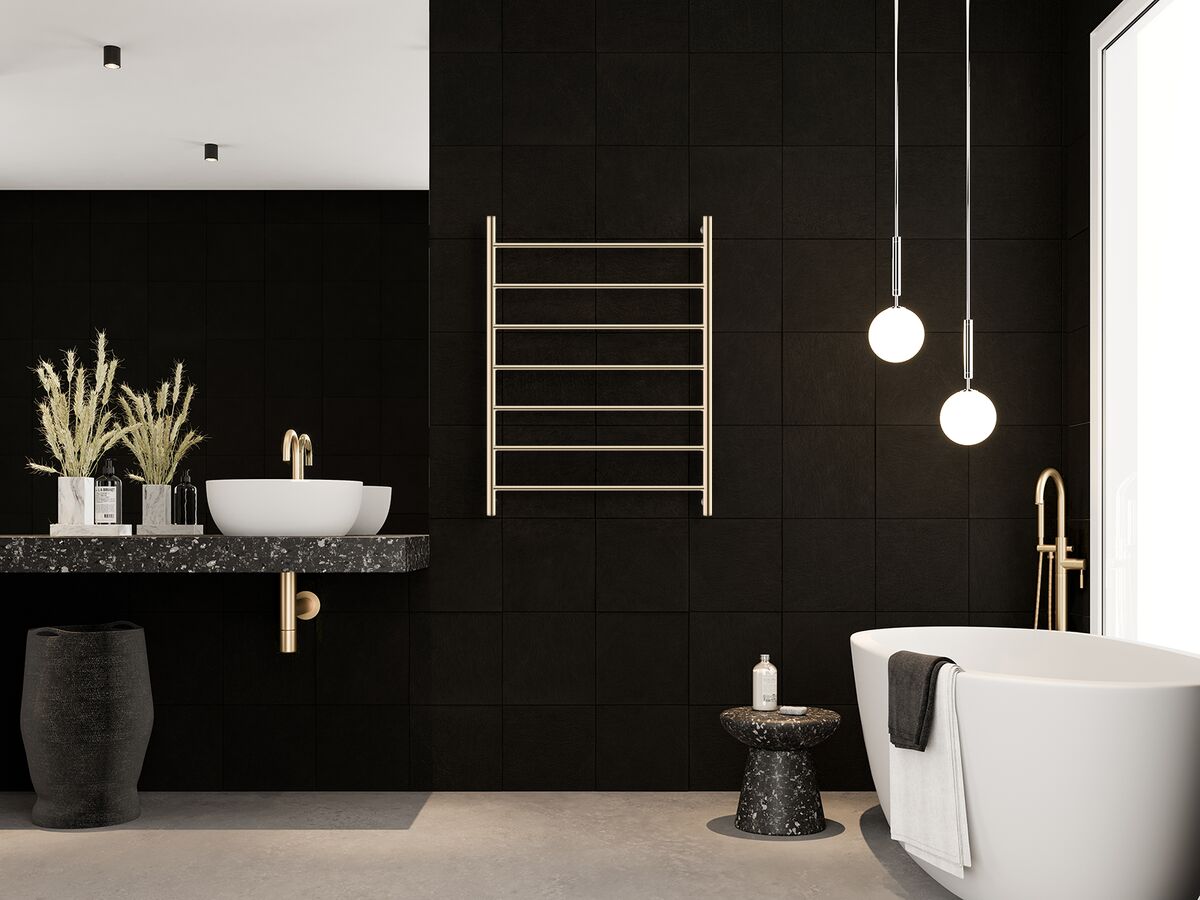 Milli Mood Edit Heated Towel Rail 800 x 1100mm Brushed Gold from Reece