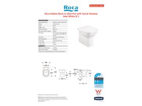 Specification Sheet - Roca Debba Back To Wall Pan with Soft Close Quick Release Seat White (4 Star)