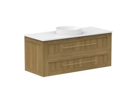 Kado Lux 1200mm All Drawer Wall Hung Vanity Unit Caesarstone Centre Bowl 2 Drawers (No Basin)
