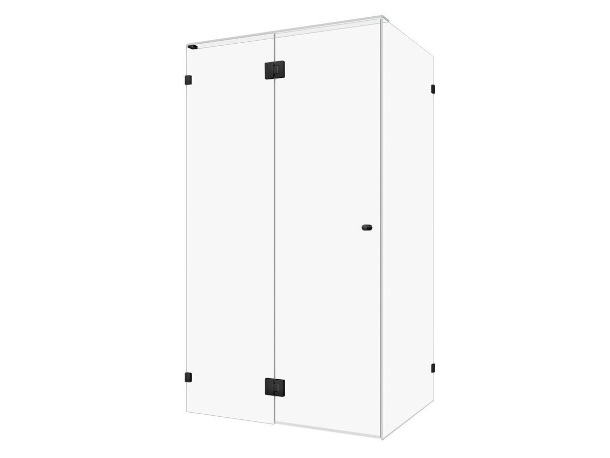 Hero - Kado Lux Frameless Enclosure with Wall Clips 1200 x 900mm Matte Black