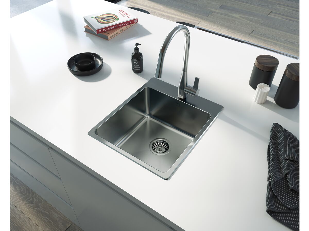 Memo Hugo Single Bowl Sink 1 Taphole Stainless Steel from Reece