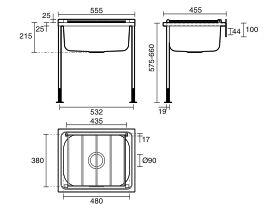 Wolfen Floor Mounted Cleaners Sink with Grate 316 Grade Stainless Steel