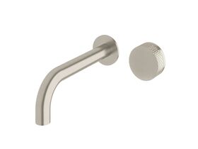 Milli Pure Progressive Wall Basin Mixer Tap System 200mm with Diamond Textured Handle Brushed Nickel