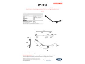 Specification Sheet - Mizu Drift 450 x 450 x 40 Degree Ambulant Toilet Grab Rail Right Hand Matte Black