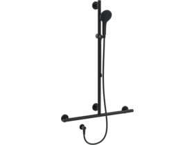 Mizu Drift 700 x 1100mm T-Shower Modular Grab Rail Kit 3 function with Push Pull Matte Black (5 Star)