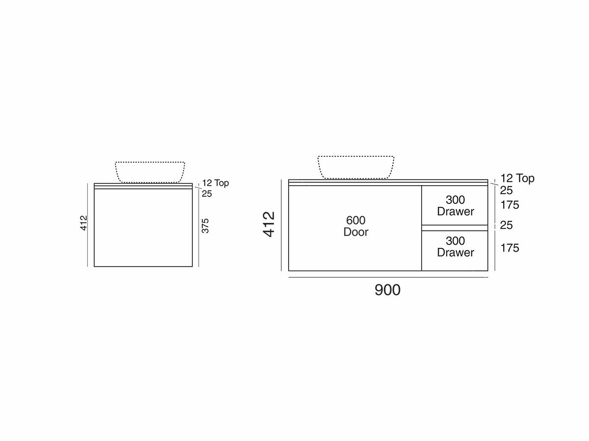 Cibo Habitat 900mm Wall Hung Vanity Unit (No Basin) from Reece