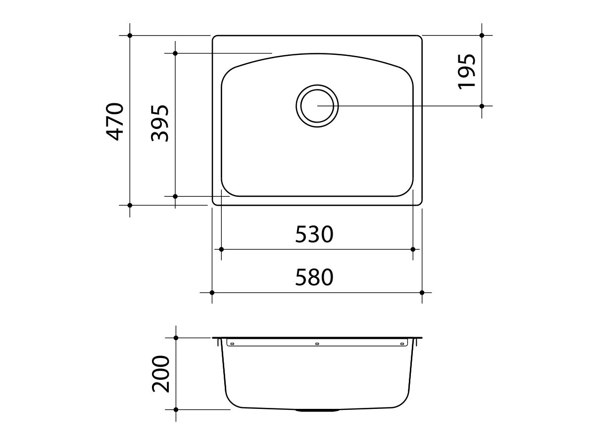 Clark Edgeline MKII Laundry Trough 42 Litre No Taphole Stainless Steel
