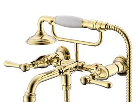 Milli Voir Wall Mounted Telephone Bath Set Lever Handles Brass Gold (3 Star)