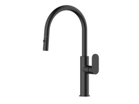 Hero - Mizu Soothe MK2 Gooseneck Pull Out Sink Mixer Curved Matte Black (5 Star)