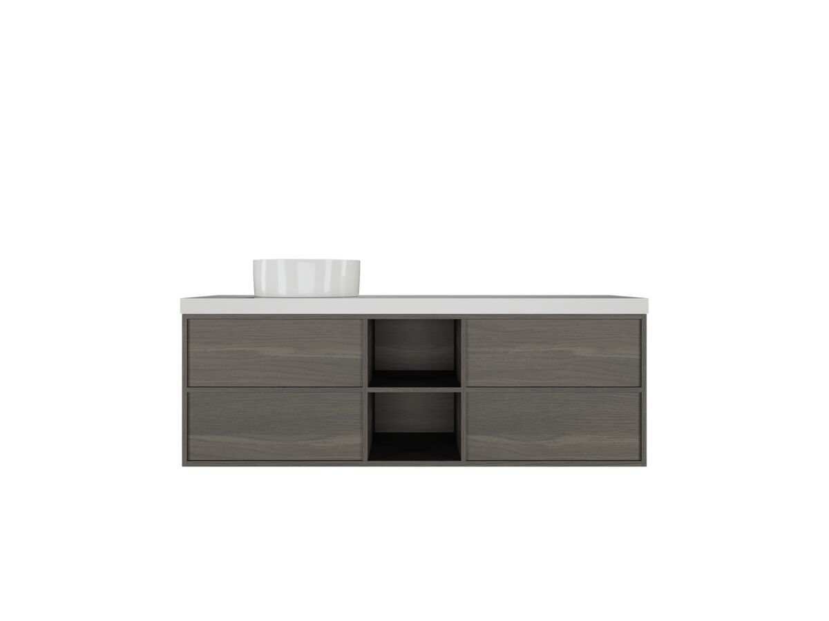Kado Aspect 1500mm Wall Hung Vanity Unit with Shelf Single Bowl Caesarstone Top