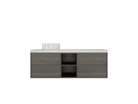 Kado Aspect 1500mm Wall Hung Vanity Unit with Shelf Single Bowl Caesarstone Top
