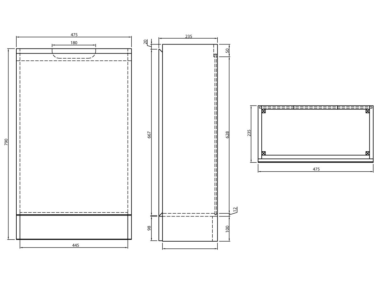 Posh Solus Powder Room Floor Cabinet Only White