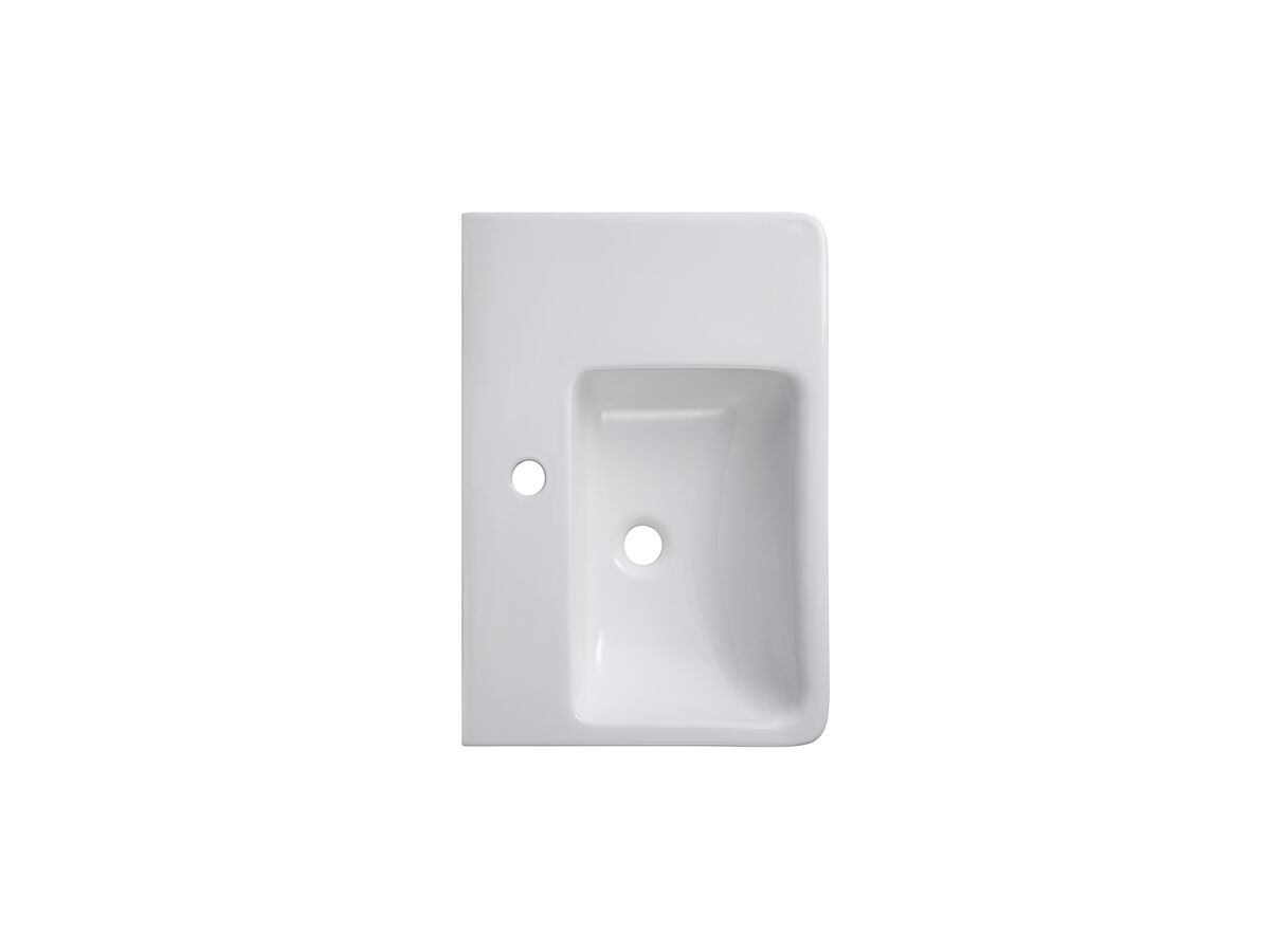 Wolfen Wall Basin Right Hand Shelf 565 x 395 x 145mm 1 Taphole White