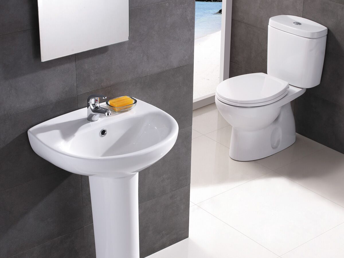 Victoria Close Coupled Toilet Suite S Trap with Soft Close Seat White/ Chrome (4 Star)