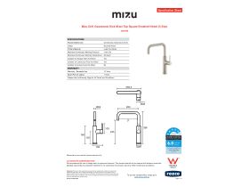 Specification Sheet - Mizu Drift Gooseneck Sink Mixer Tap Square Brushed Nickel (5 Star)