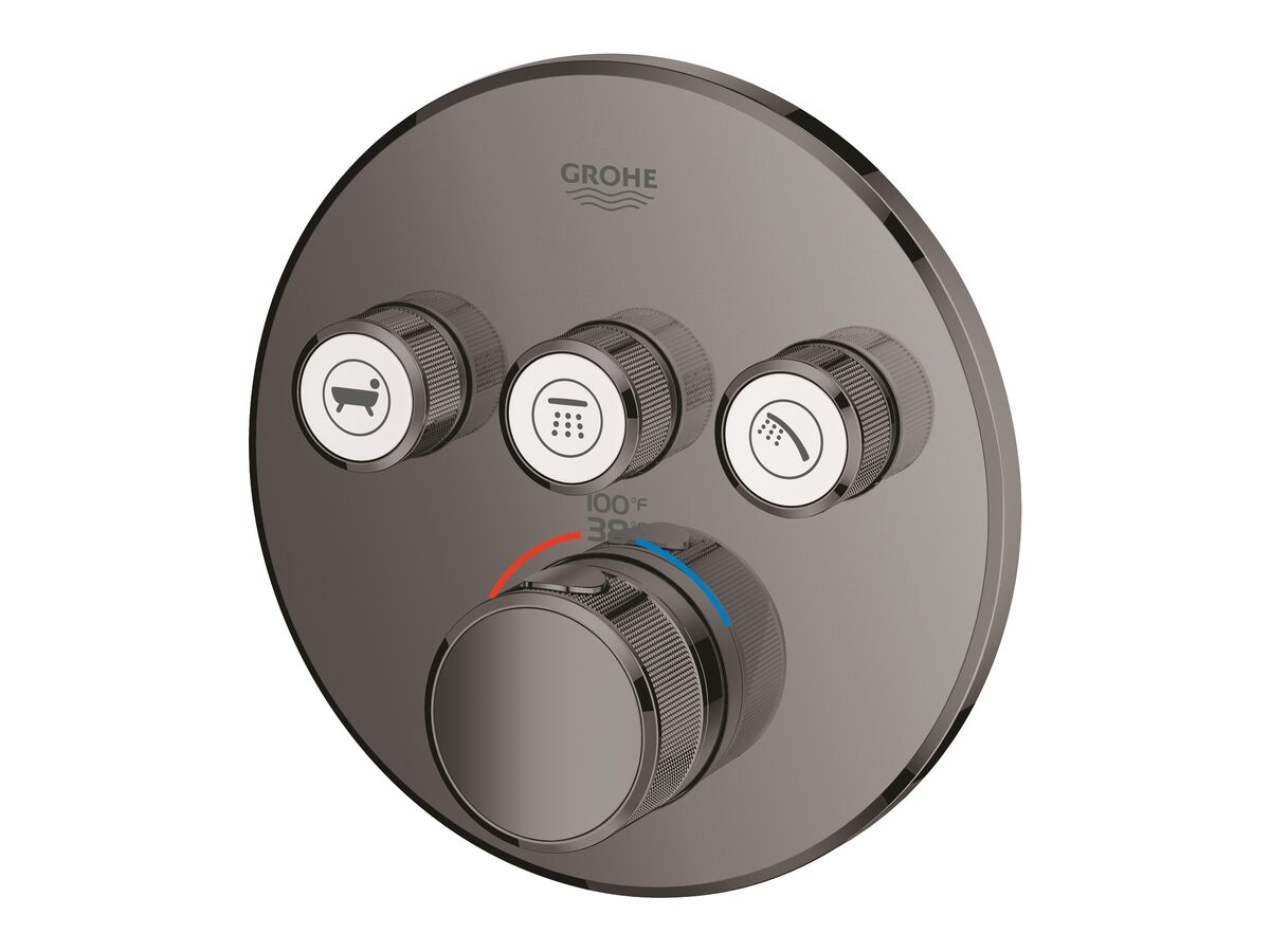 GROHE SmartControl Concealed Thermostat 3 Button Round Hard Graphite