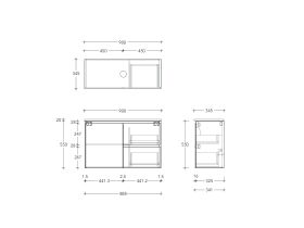 Technical Drawing - Posh Domaine Ensuite 900mm Wall Hung Vanity Centre Basin 20mm Top