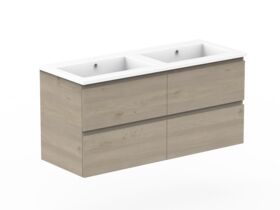 Posh Domaine All-Drawer Twin 1200mm Double Bowl Wall Hung Vanity Cast Marble Top