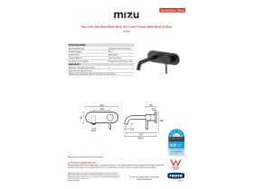 Specification Sheet - Mizu Drift Wall Basin/Bath Mixer Set Curve Trimset Matte Black (6 Star)