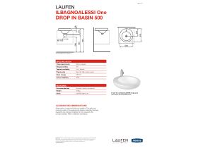 Technical Guide - LAUFEN Alessi One Drop-In Basin 500x500 1 Taphole White