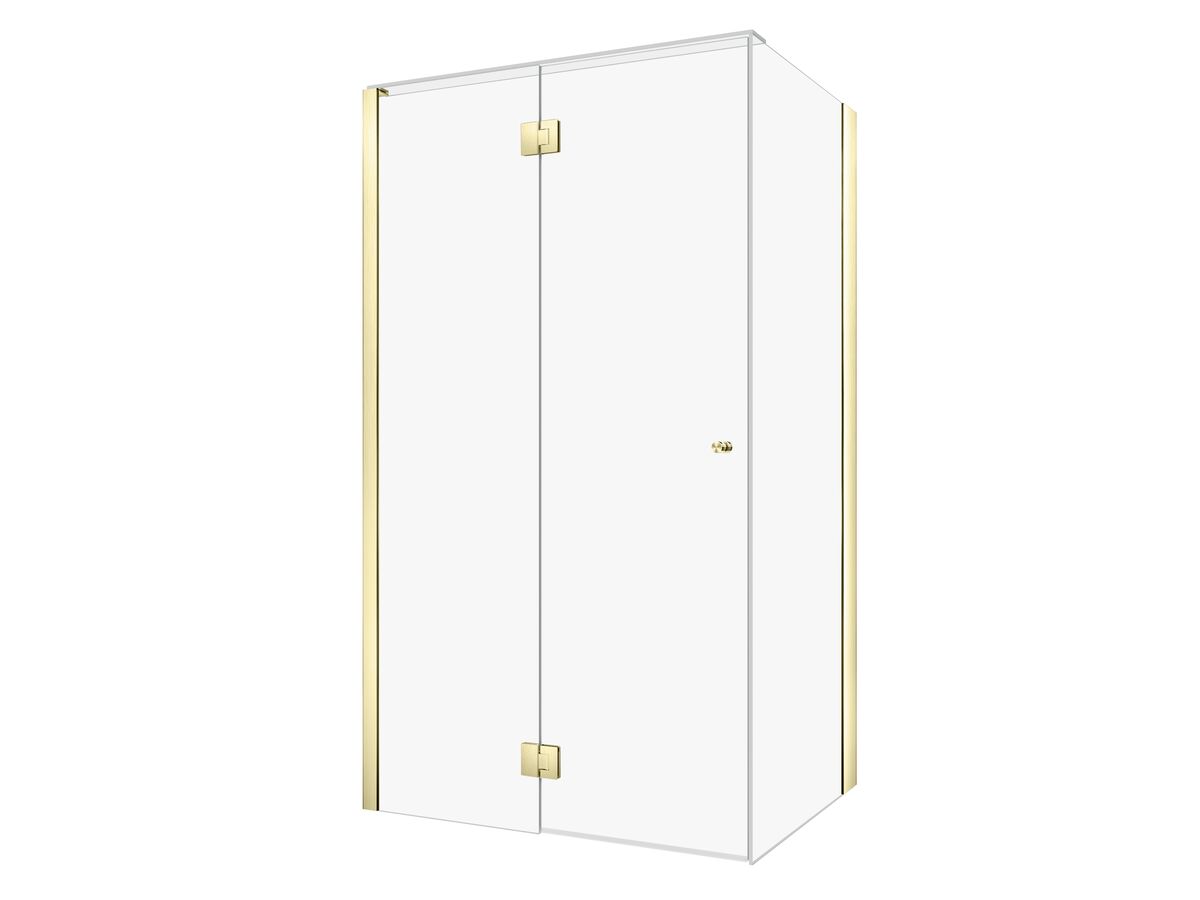 Hero - Kado Lux Frameless Enclosure with Wall Channel 1200 x 900mm Brushed Brass