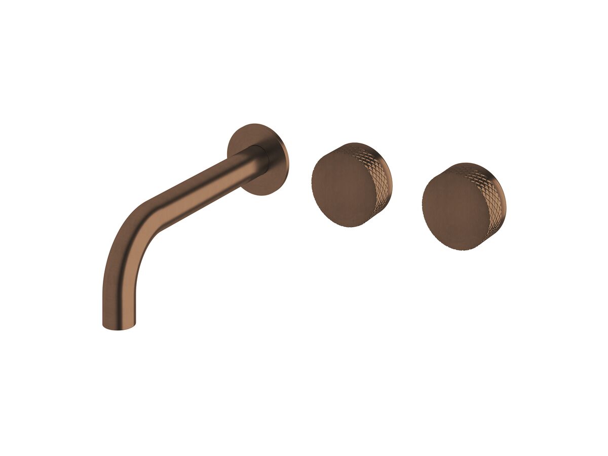 Milli Pure Wall Basin Hostess System 200mm Right Hand with Diamond Textured Handles PVD Brushed Bronze (3 Star)