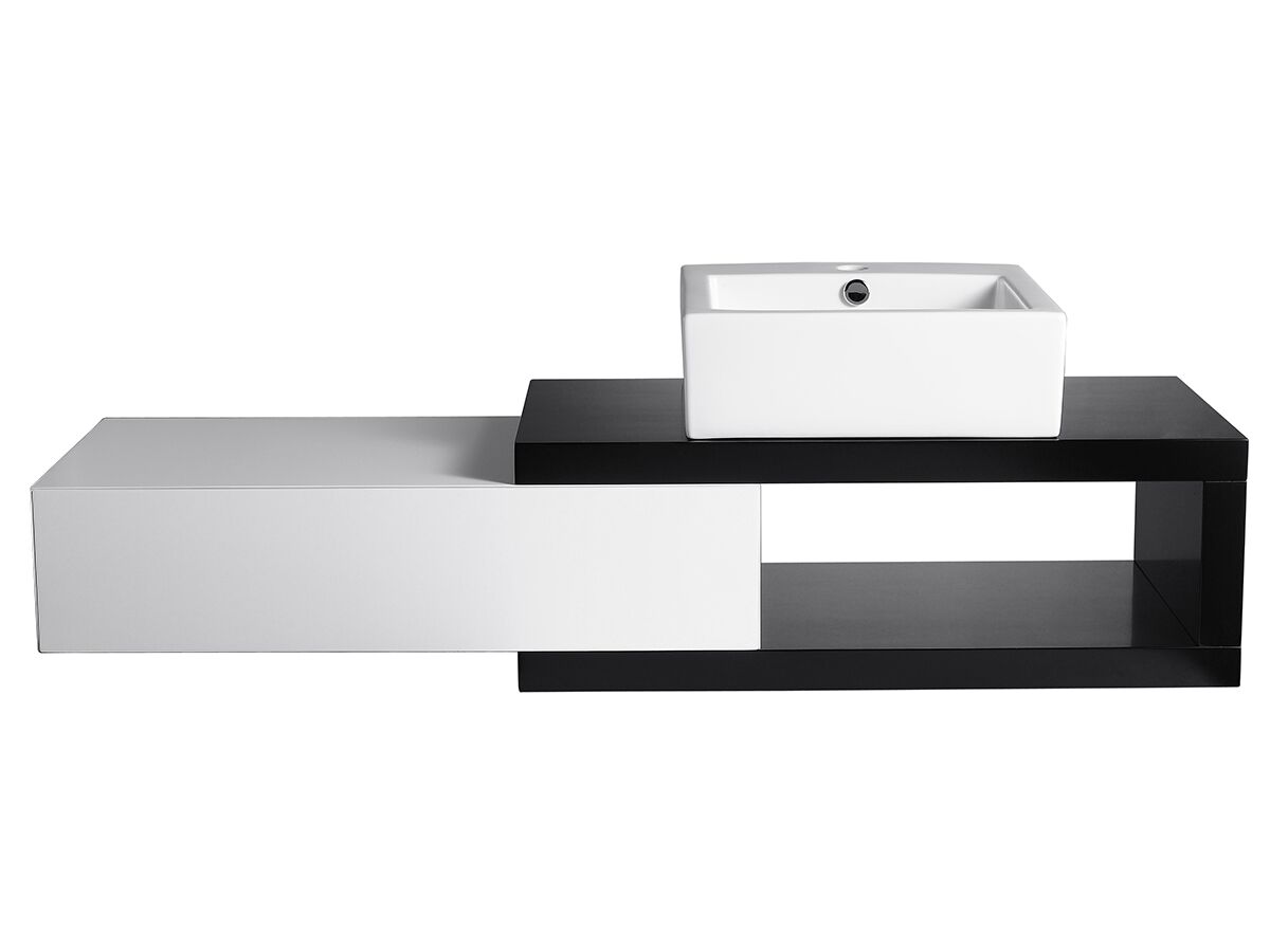 Mizu Bloc Wall Hung Vanity Unit No Basin 1500mm Black/ White