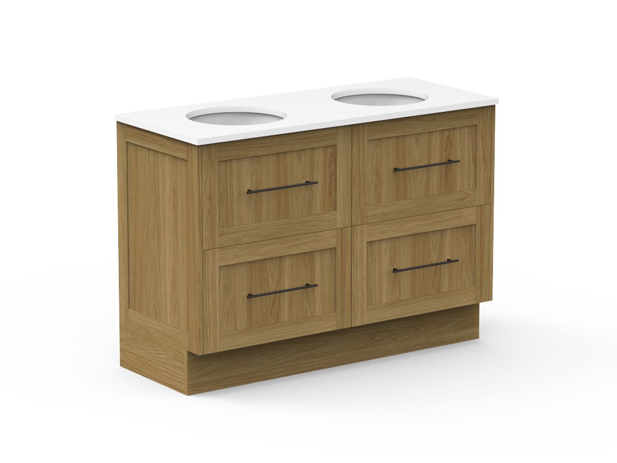 Kado Lux 1200mm All Drawer Wall Hung Vanity Unit 4 Drawers Double Bowl Vanity (No Basin)