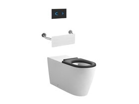 Wolfen 800 Back To Wall Rimless Pan with Inwall Cistern, Sensor Button, Backrest, Single Flap Seat Grey (4 Star)