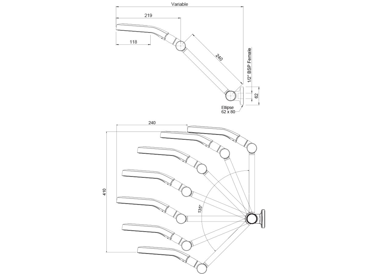 Methven Aio Aurajet Hi-Rise Shower White (3 Star)