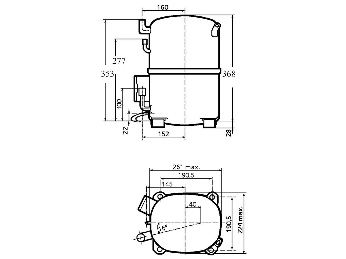 Tecumseh Compressor 3.75hp R22 MHBP TAG5546E TUBE