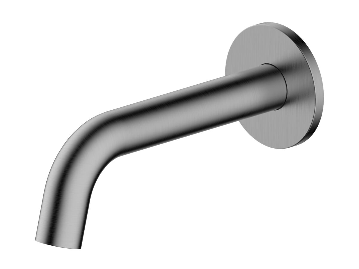 Mizu Drift Wall Basin/Bath Outlet Curve Spout 160 Brushed Gunmetal (6 Star)