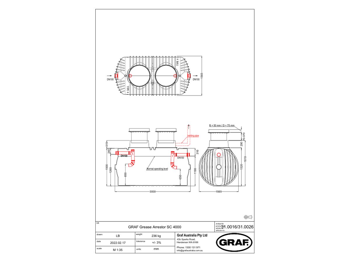 Graf Grease Trap 4000 Litre Class B from Reece