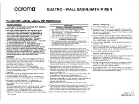Installation Instructions - Caroma Quatro Wall Basin Mixer Tap Loop 200mm Outlet Chrome (6 Star)