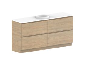 Posh Domaine All-Drawer Twin 1800mm Floor Mounted Vanity Unit Single Bowl Cherry Pie Top (No Basin)