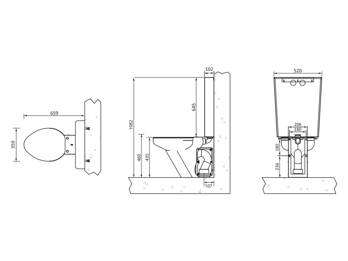 Ambulant WC Toilet Suite and Seat S Trap Stainless Steel 3 Star