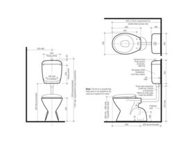 Cosmo Sovereign Care 4.5/3 P Trap Toilet Suite with Caravelle Double Flap Seat White (4 Star)