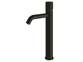 Milli Pure Extended Basin Mixer Tap Curved Spout with Diamond Textured Handle Matte Black (5 Star)
